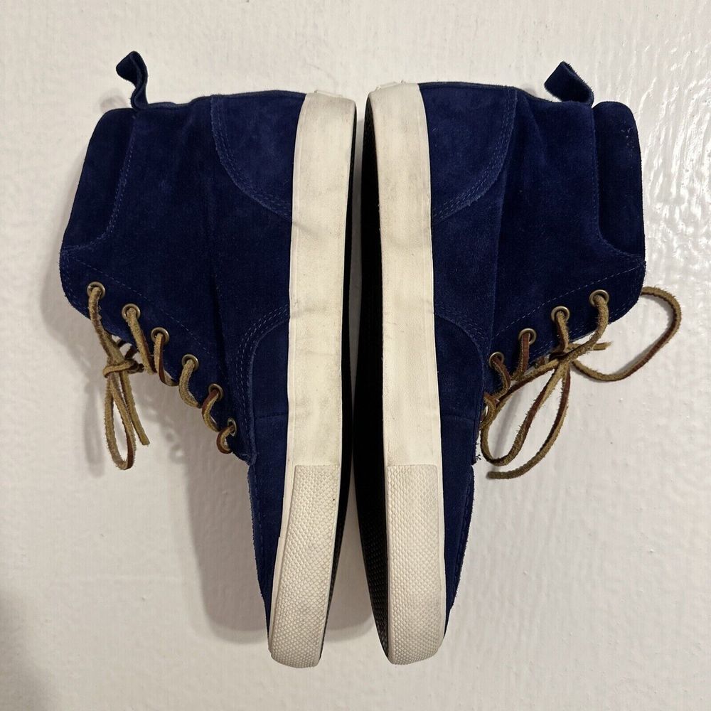 RARE Polo Ralph Lauren TEDD SZ 9.5 Blue Calf Suede Leather High Top Shoes - Picture 6 of 10